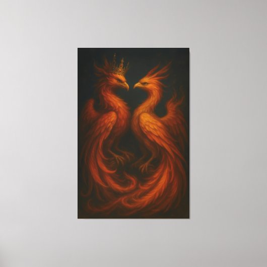 Royal Gold Phoenix Pair · Luxury Fine Art Canvas Leinwanddruck (Vorderseite)