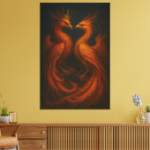 Royal Gold Phoenix Pair · Luxury Fine Art Canvas Leinwanddruck (Insitu (Wohnzimmer))
