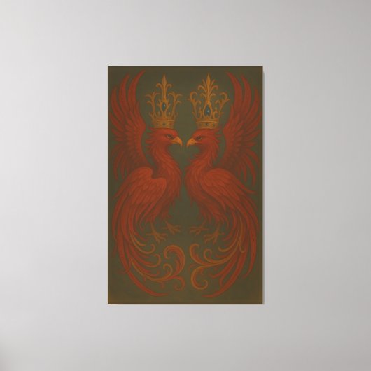 Royal Gold Phoenix Pair · Luxury Fine Art Canvas Leinwanddruck (Vorderseite)