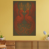 Royal Gold Phoenix Pair · Luxury Fine Art Canvas Leinwanddruck (Insitu (Wohnzimmer))