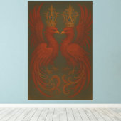 Royal Gold Phoenix Pair · Luxury Fine Art Canvas Leinwanddruck (Insitu (Holzboden))
