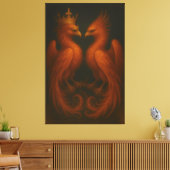 Royal Gold Phoenix Pair · Luxury Fine Art Canvas Leinwanddruck (Insitu (Wohnzimmer))