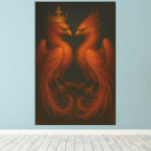 Royal Gold Phoenix Pair · Luxury Fine Art Canvas Leinwanddruck (Insitu (Holzboden))