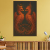 Royal Gold Phoenix Pair · Luxury Fine Art Canvas Leinwanddruck (Insitu (Wohnzimmer))