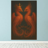 Royal Gold Phoenix Pair · Luxury Fine Art Canvas Leinwanddruck (Insitu (Holzboden))