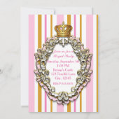 Royal Gold & Pink Crown 1. Geburtstag Einladung (Rückseite)