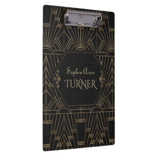 Royal Gold Schwarz Great Gatsby 20er Jahre Stil Mo Klemmbrett