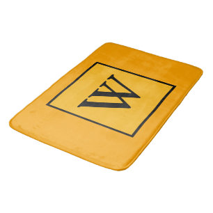 Royal Gold Schwarzes Monogramm Geometrisch Badematte