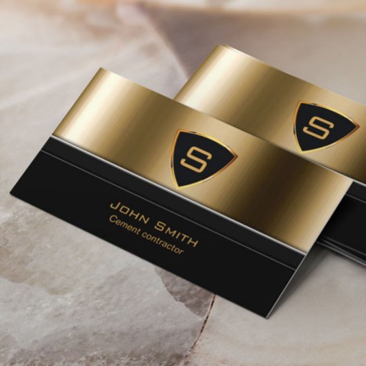 Royal Gold Shield Cement Contractor Business Card Visitenkarte