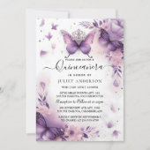 Royal Gold Tiara Lilac Light Lila Quinceanera Einladung (Vorderseite)