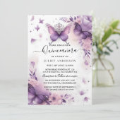 Royal Gold Tiara Lilac Light Lila Quinceanera Einladung (Stehend Vorderseite)