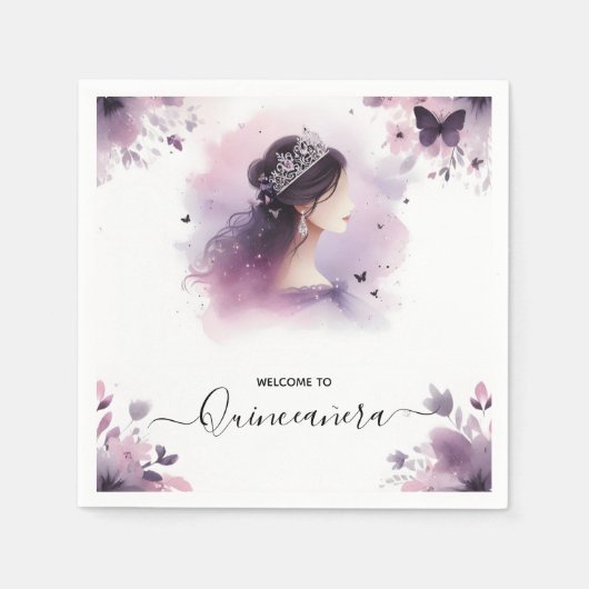 Royal Gold Tiara Lilac Light Lila Quinceanera Serviette (Vorderseite)