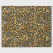 Royal Gold und Cyan Verziert Celtic Damask Geschenkpapier (Flach)