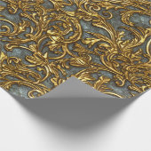 Royal Gold und Cyan Verziert Celtic Damask Geschenkpapier (Ecke)