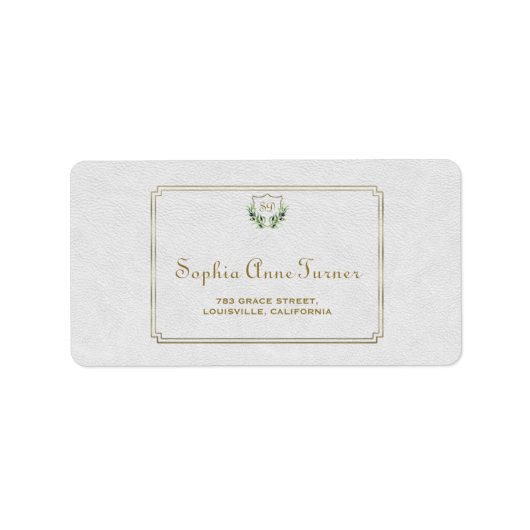 Royal Gold Wappen Grüne Hochzeit Adressaufkleber (Vorne)