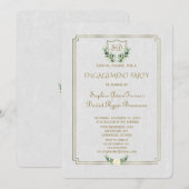 Royal Gold Wappen Lush Greenerity Engagement Party Einladung (Vorne/Hinten)