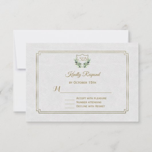 Royal Gold Wappen Lush Greenerity Wedding RSVP (Rückseite)