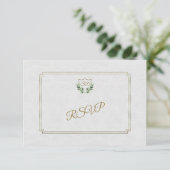 Royal Gold Wappen Lush Greenerity Wedding RSVP Karte (Stehend Vorderseite)