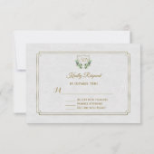Royal Gold Wappen Lush Greenerity Wedding RSVP Karte (Rückseite)
