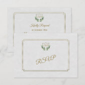 Royal Gold Wappen Lush Greenerity Wedding RSVP Karte (Vorne/Hinten)