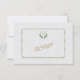 Royal Gold Wappen Lush Greenerity Wedding RSVP Karte