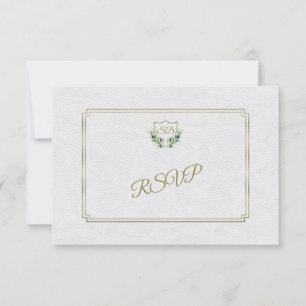 Royal Gold Wappen Lush Greenerity Wedding RSVP Karte