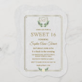 Royal Gold Wappen Lush Greenery SWEET 16 Einladung (Vorne/Hinten)