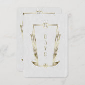 Royal Gold White Art Deco Monogram Wedding RSVP (Vorne/Hinten)