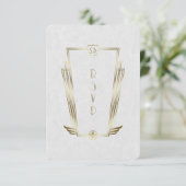 Royal Gold White Art Deco Monogram Wedding RSVP Karte (Stehend Vorderseite)