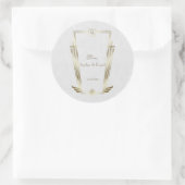 Royal Gold White Art Deco Monogram Wedding Runder Aufkleber (Tasche)
