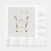 Royal Gold White Art Deco Monogram Wedding Serviette (Vorderseite)