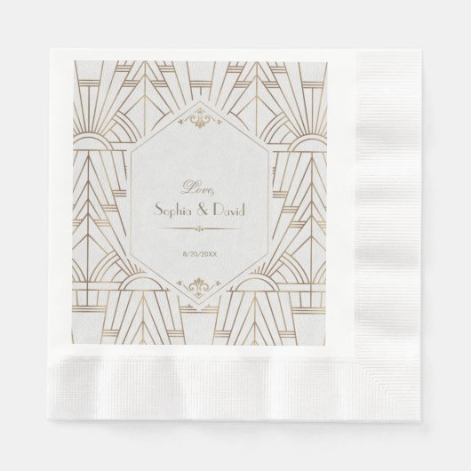 Royal Gold White Great Gatsby 1920er Hochzeit Serviette (Vorderseite)