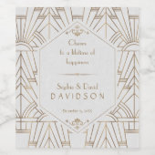 Royal Gold White Great Gatsby 1920er Hochzeit Weinetikett (Einzelnes Label)