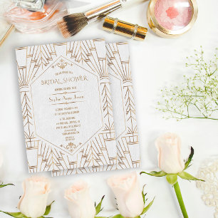 Royal Gold White Great Gatsby 1920s Bridal Shower Einladung