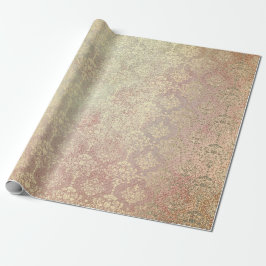 Royal Golden Copper Rose Metallic Damask Princess Geschenkpapier