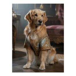 Royal Golden Retriever | Aristocratic Dog Portrait Poster