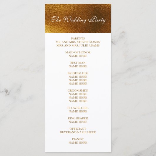 Royal Golden Shiny White Wedding Program Programm (Rückseite)