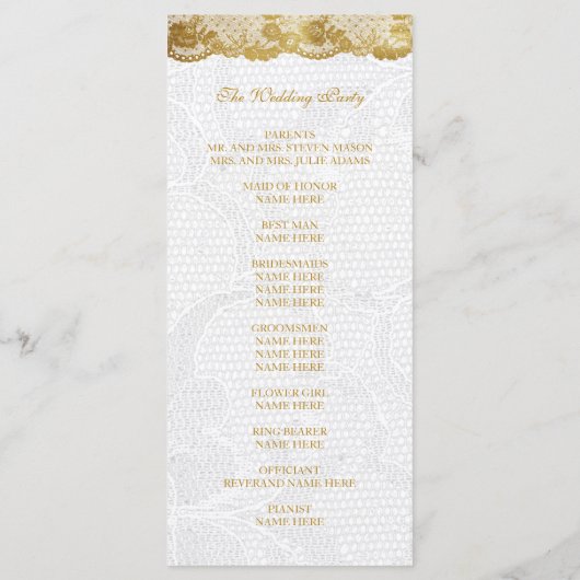 Royal Golden White Lace Wedding Programm (Rückseite)