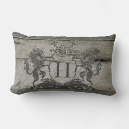 Royal Gray Horse Wappen Rustic Barn Wood Pillow Lendenkissen