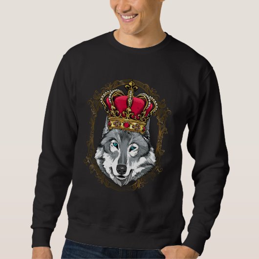 Royal Gray Wolf King Queen Princess Wild Animal Wo Sweatshirt (Vorderseite)