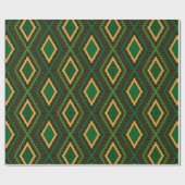 Royal Green African Geometric Kente Wrapping Paper Geschenkpapier (Flach)