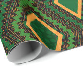 Royal Green African Geometric Kente Wrapping Paper Geschenkpapier (Rolleneckpunkt)