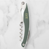 Royal Green Elegant Monogram Modern Wedding Kellnermesser (Vorderseite)