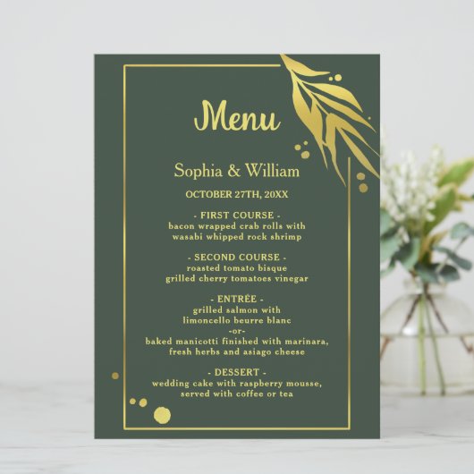 Royal Green Eleganto Botanical Modern Wedding Programm (Stehend Vorderseite)