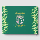 Royal Green Foto Boho Quinceañera Spanisch Gästebuch (Rückseite)
