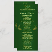 Royal Green Gold Peacock Wedding Program Custom Programm (Vorne/Hinten)