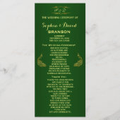 Royal Green Gold Peacock Wedding Program Custom Programm (Vorderseite)