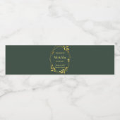 Royal Green Minimalistisch Botanical Wedding Wasserflaschenetikett (Einzelnes Label)