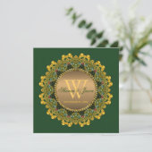 Royal Green und Gold Mandala Lace Wedding Einladung (Stehend Vorderseite)