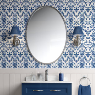 Royal Heirloom - Blau, Weiß - Traditioneller Stil Tapete